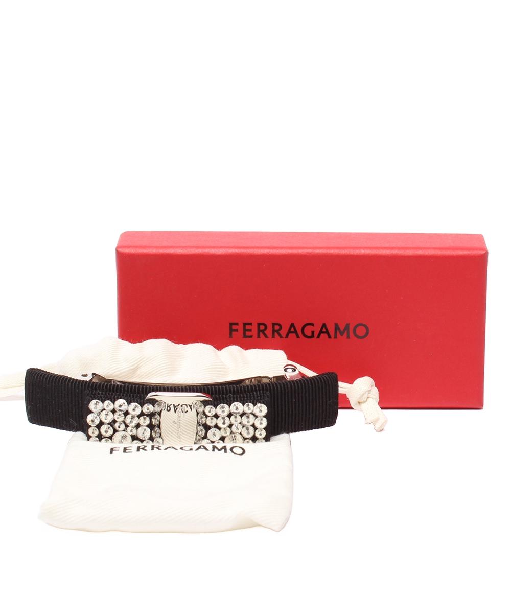 美品 Salvatore Ferragamo リボンバレッタ ビジュー ヴァラ レディース サルヴァトーレフェラガモ