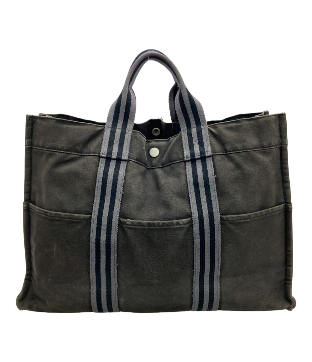 HERMES エルメス フールトゥ ブラック グレー キャンバス トート MM