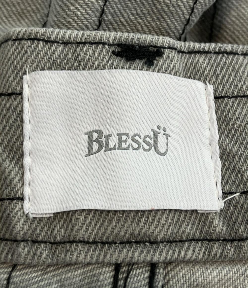 美品 ブレスユー ワイドデニムパンツ ストライプ刺繍 BU0088 メンズ SIZE L BLESS U