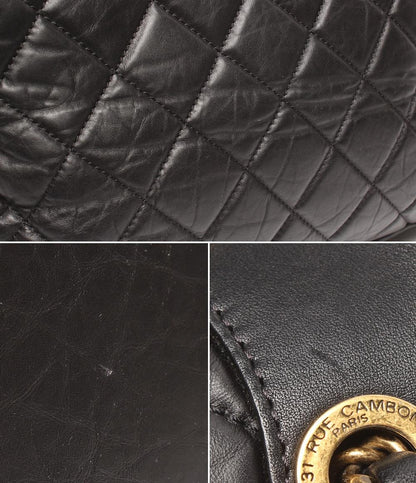 CHANEL 2WAYチェーンハンドバッグ ショルダーバッグ 肩掛け ゴールド金具 パリボンベイ マトラッセ ダブルチェーン シングルフラップ レディース