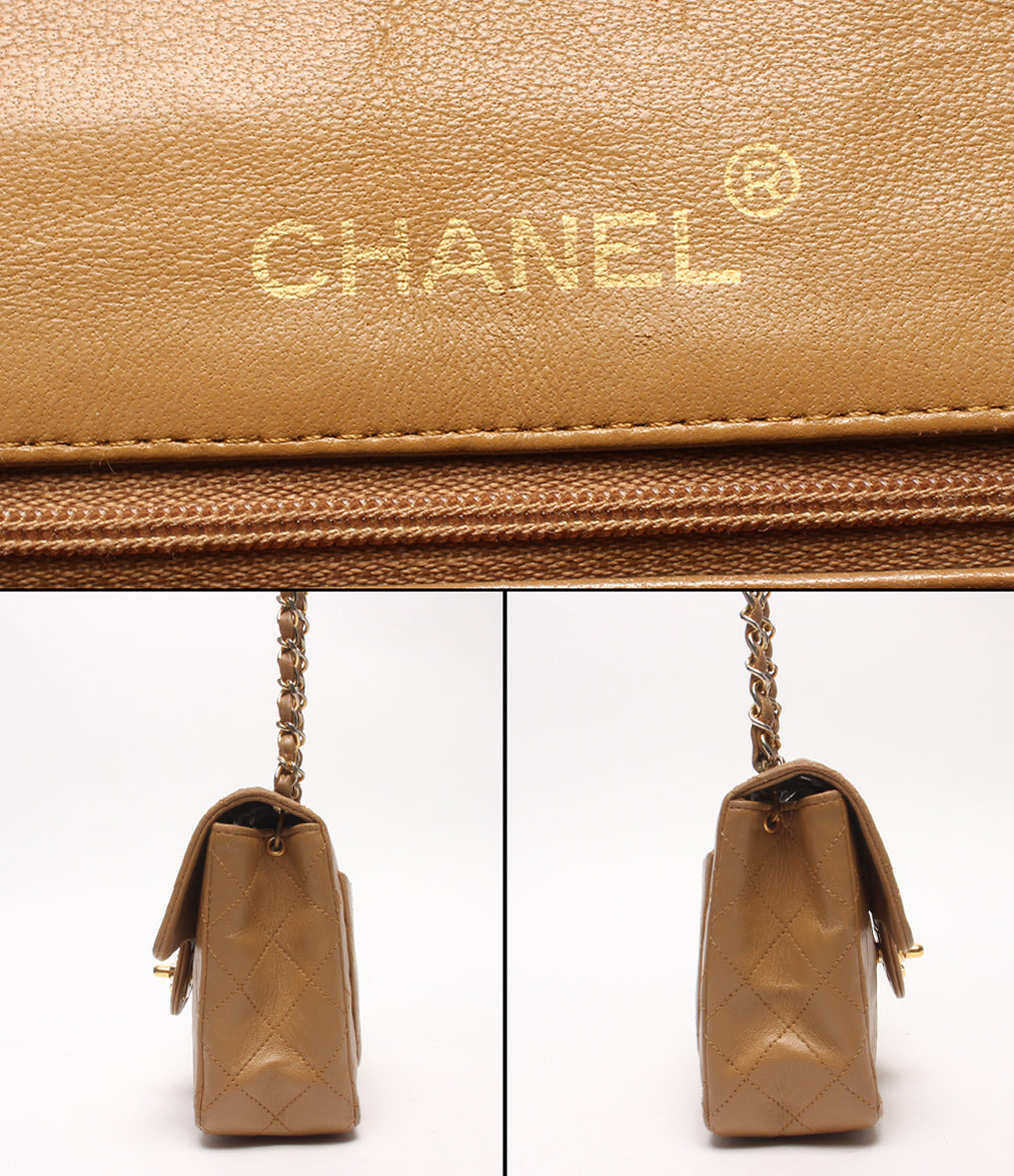CHANEL チェーンショルダーバッグ 斜め掛け ゴールド金具 ラムスキン 1番台 マトラッセ レディース シャネル