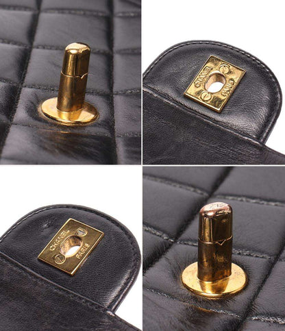 CHANEL チェーンショルダーバッグ 4番台 ダブルチェーン ダブルフェイス ラムスキン ゴールド金具 肩掛け デカマトラッセ レディース シャネル