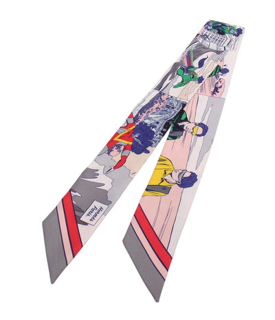 美品 HERMES ツイリー スカーフ シルク100% WOW レディース メンズ エルメス