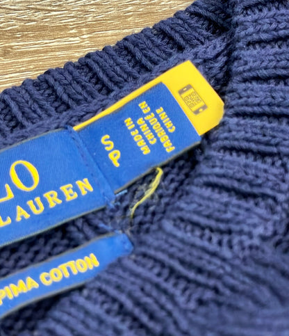 POLO RALPH LAUREN 長袖ニット ネイビー ビーデッド ポニー ケーブル インポート レディース SIZE SP (M) ポロ・ラルフローレン