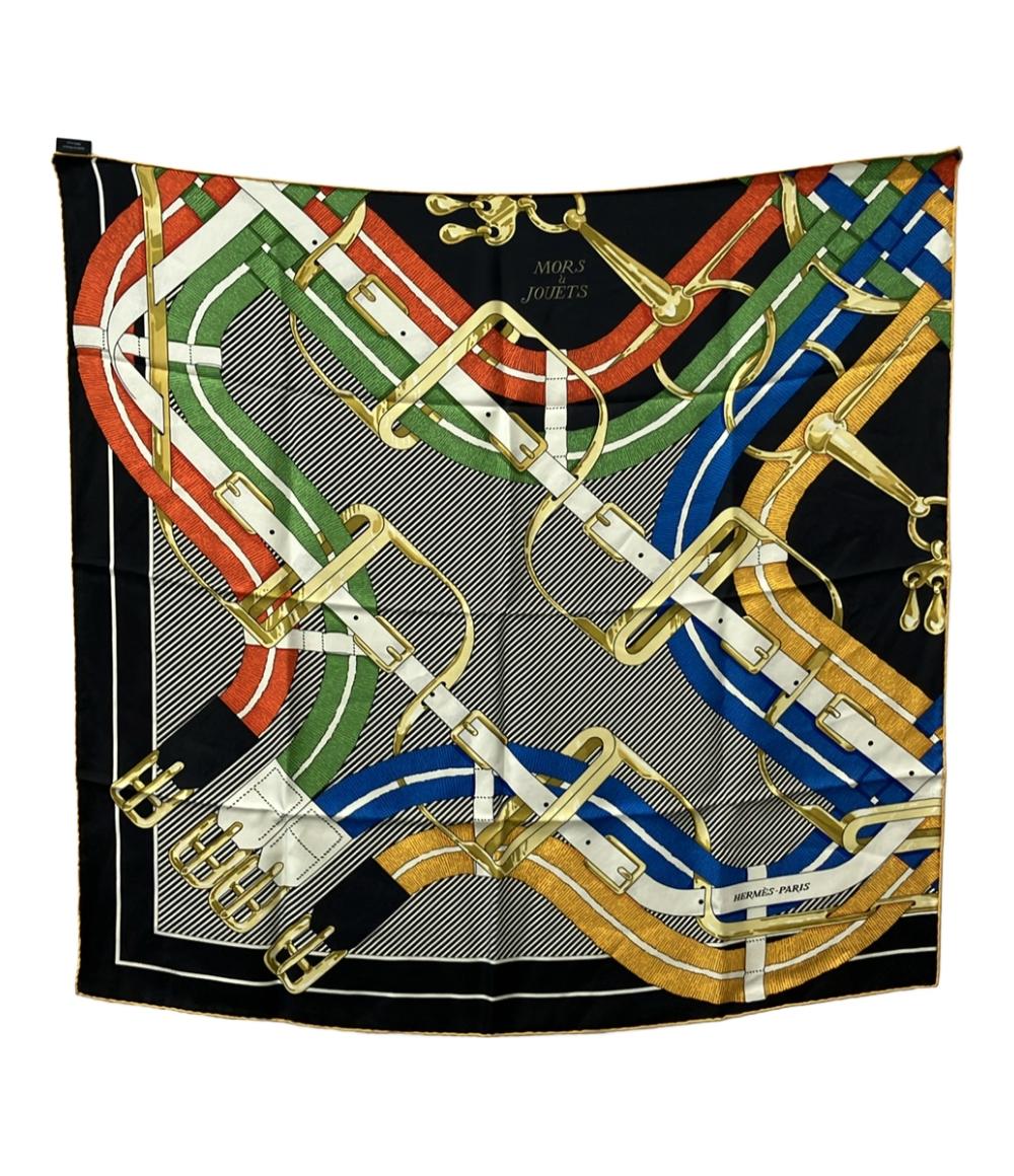 美品 エルメス スカーフ カレ90 シルク100% 馬銜 Mors a Jouets