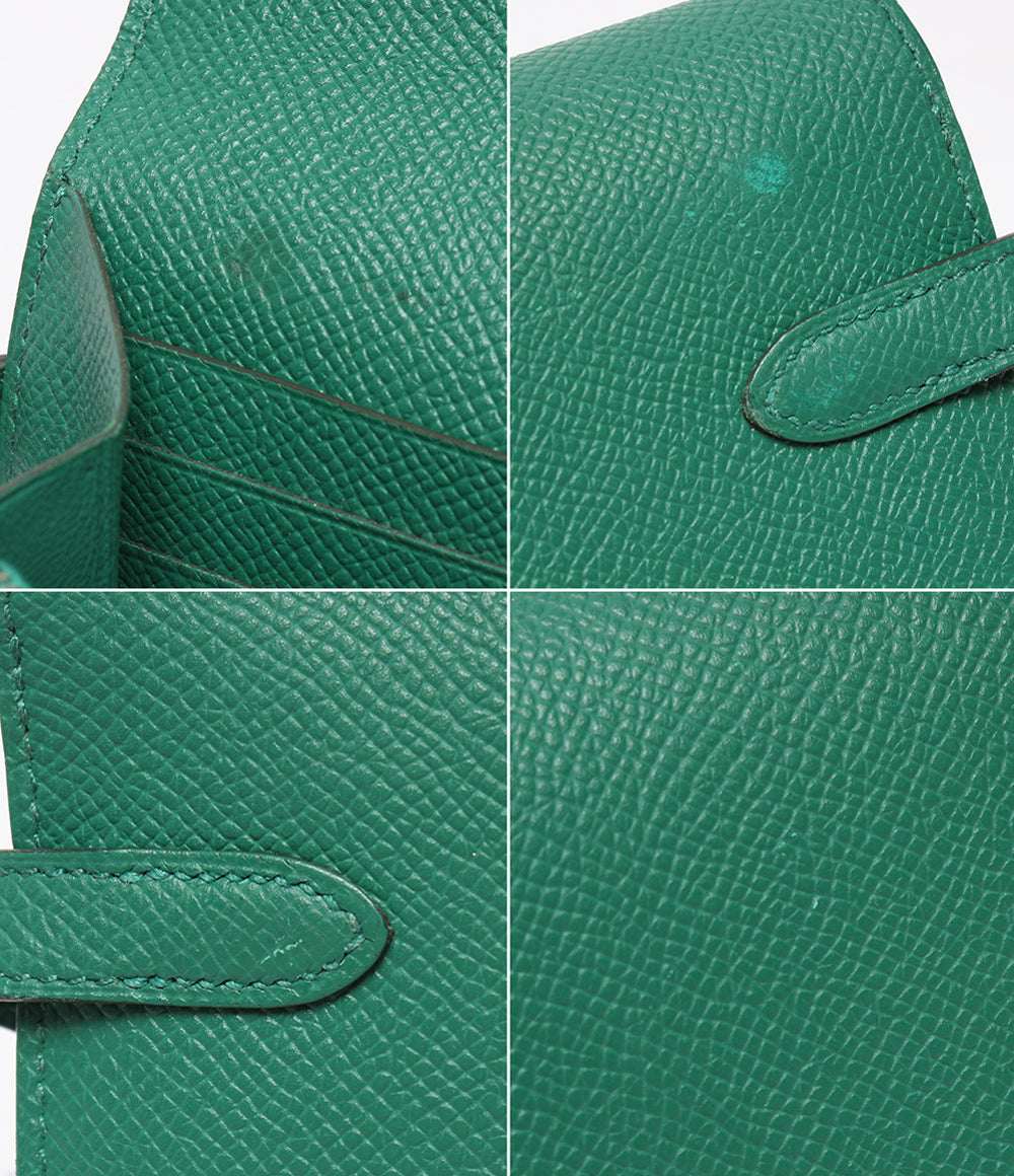 HERMES 長財布 シルバー金具 A刻印 ヴォーエプソン ヴェールジェイド ケリー ウォレット ロング レディース エルメス