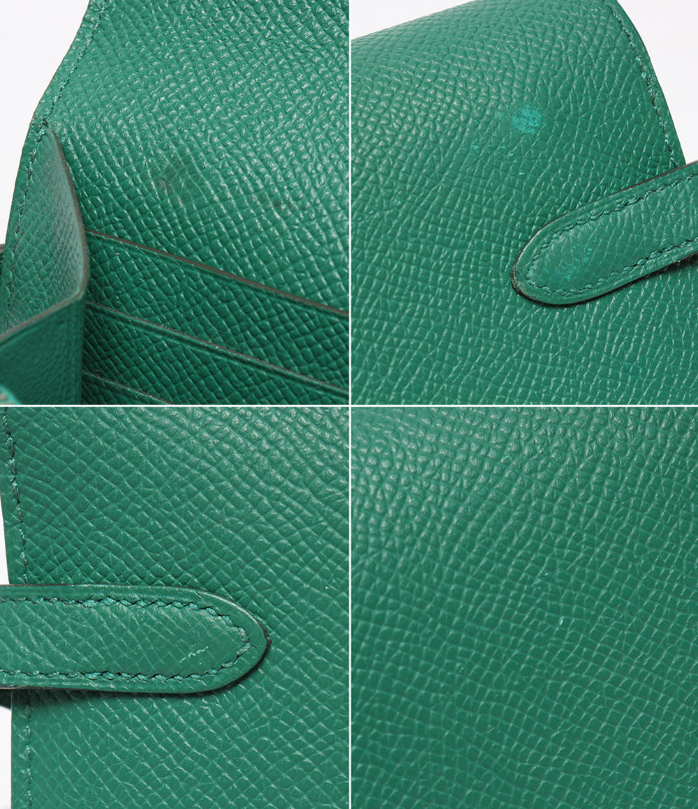 HERMES 長財布 シルバー金具 A刻印 ヴォーエプソン ヴェールジェイド ケリー ウォレット ロング レディース エルメス