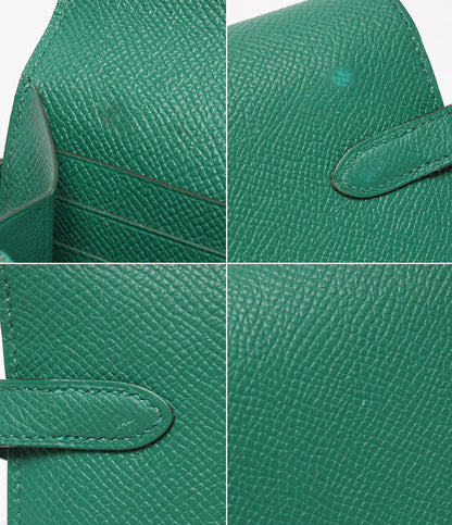HERMES 長財布 シルバー金具 A刻印 ヴォーエプソン ヴェールジェイド ケリー ウォレット ロング レディース エルメス