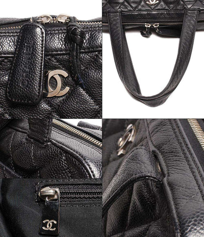 シャネル レザーショルダーバッグ ココマーク シルバー金具 マトラッセ キャビアスキン レディース CHANEL