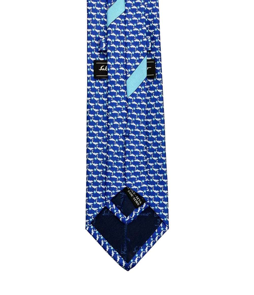 Salvatore Ferragamo ネクタイ イルカ柄 メンズ サルヴァトーレフェラガモ