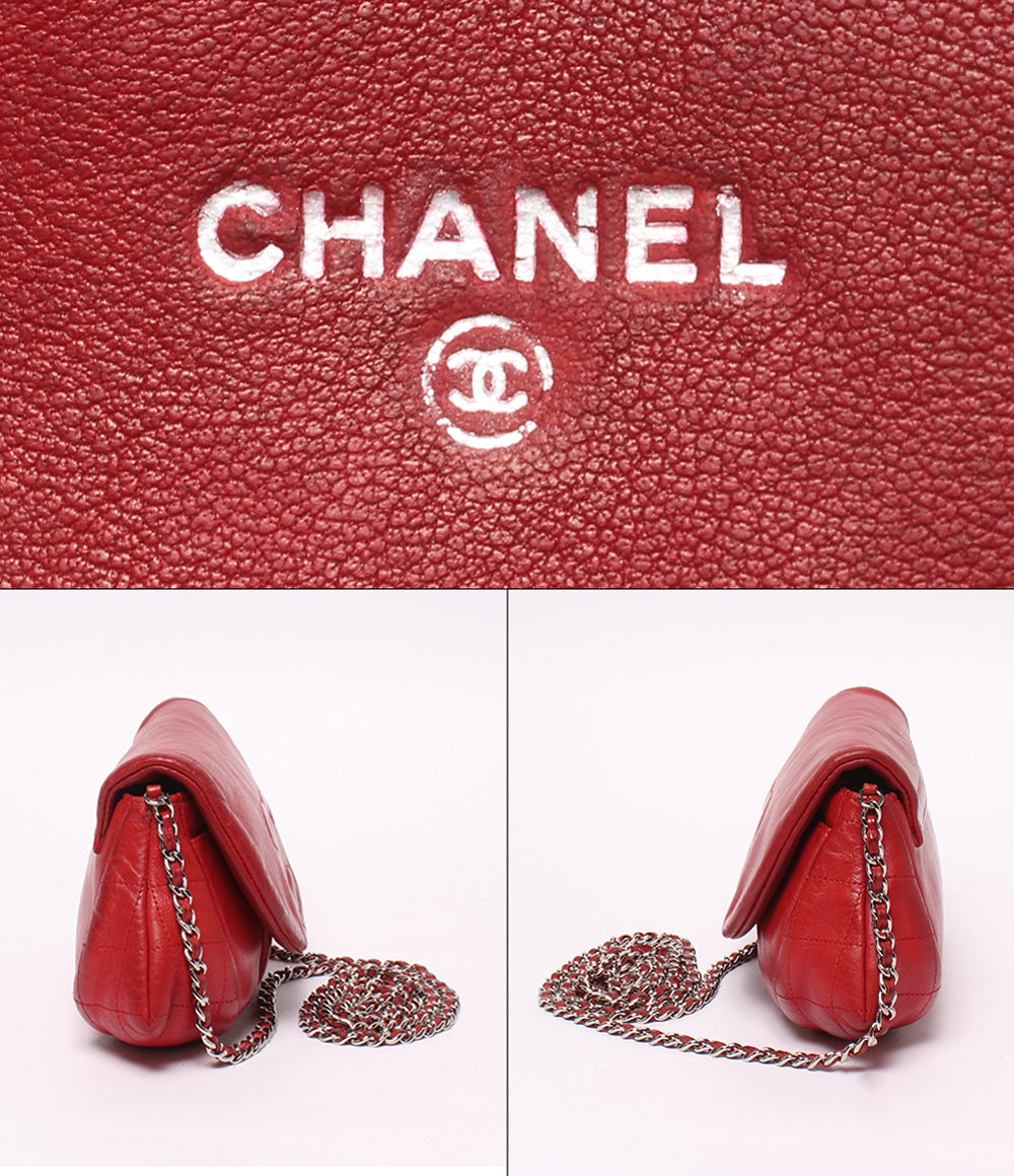 CHANEL チェーンウォレット 斜め掛け シングルチェーン シングルフラップ シルバー金具 14番台 ハーフムーン レディース シャネル
