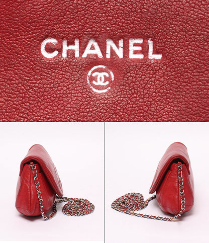 CHANEL チェーンウォレット 斜め掛け シングルチェーン シングルフラップ シルバー金具 14番台 ハーフムーン レディース シャネル