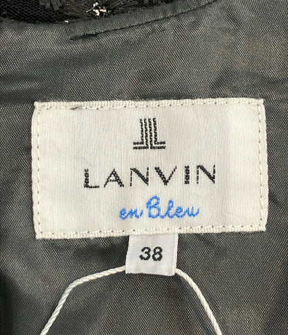 美品 LANVIN en Bleu 長袖 ミニフラワーレースワンピース レディース SIZE 38 ランバンオンブルー