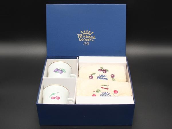 美品 Richard Ginori マグカップ ハンドタオル 4点セット ボンジョルノチェリー プルーン リチャードジノリ