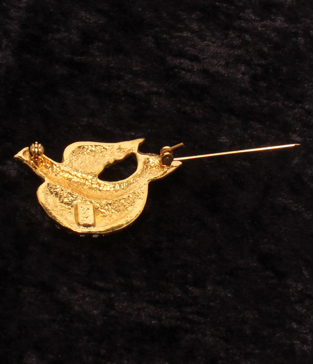 美品 YVES SAINT LAURENT ブローチ ラインストーン 鳥モチーフ