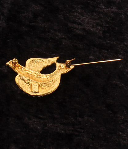 美品 YVES SAINT LAURENT ブローチ ラインストーン 鳥モチーフ レディース イヴ・サンローラン