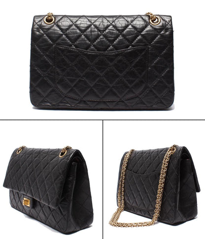 CHANEL チェーンショルダーバッグ 2.55 ダブルフラップ ダブルチェーン マトラッセ ラムスキン ゴールド金具 レディース シャネル