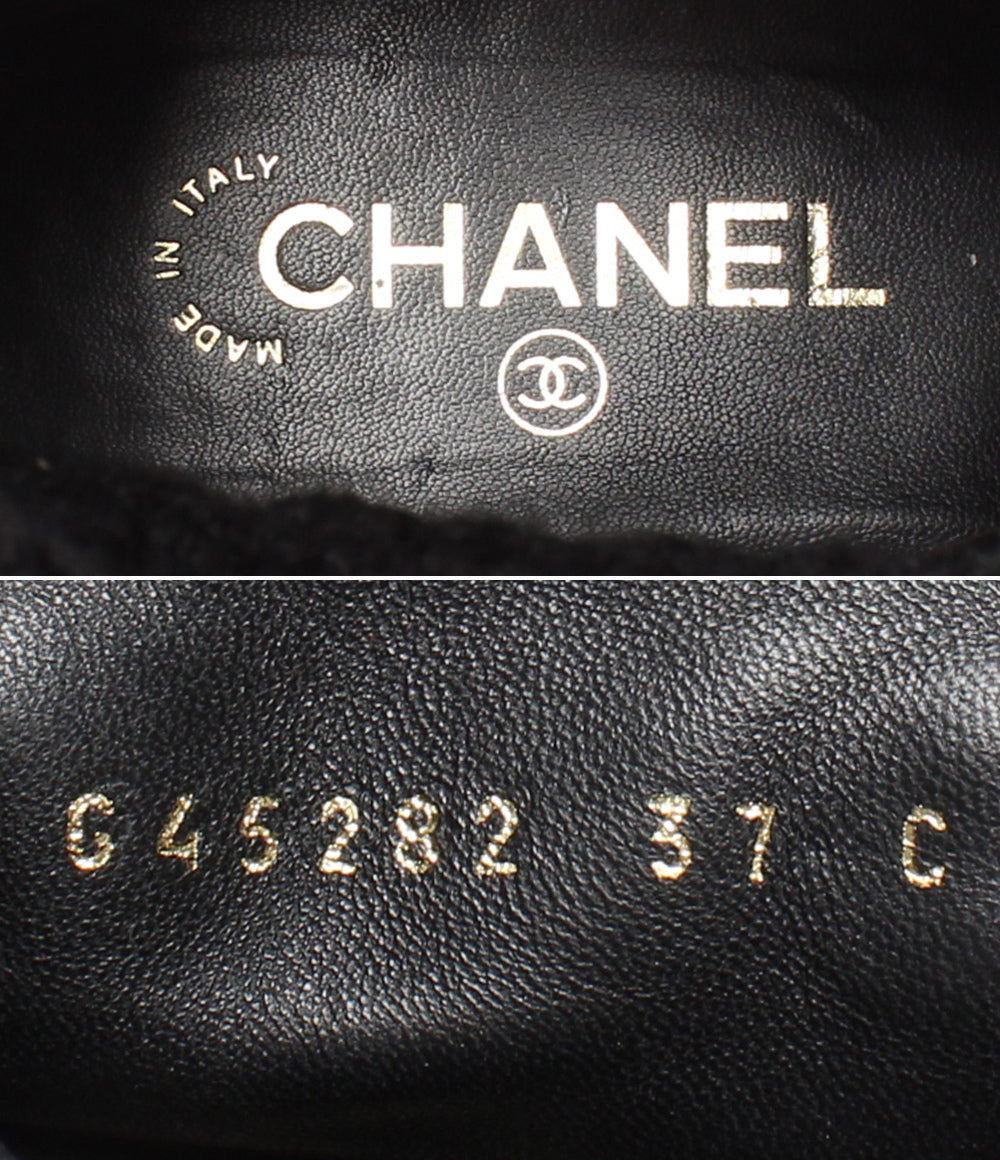 CHANEL ターンロック ココマーク レザー ニット ショートブーツ G45282 レディース SIZE 37 (24.5cm) シャネル