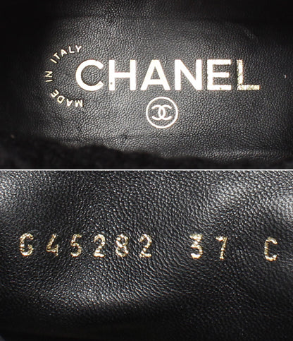 CHANEL ターンロック ココマーク レザー ニット ショートブーツ G45282 レディース SIZE 37 (24.5cm) シャネル