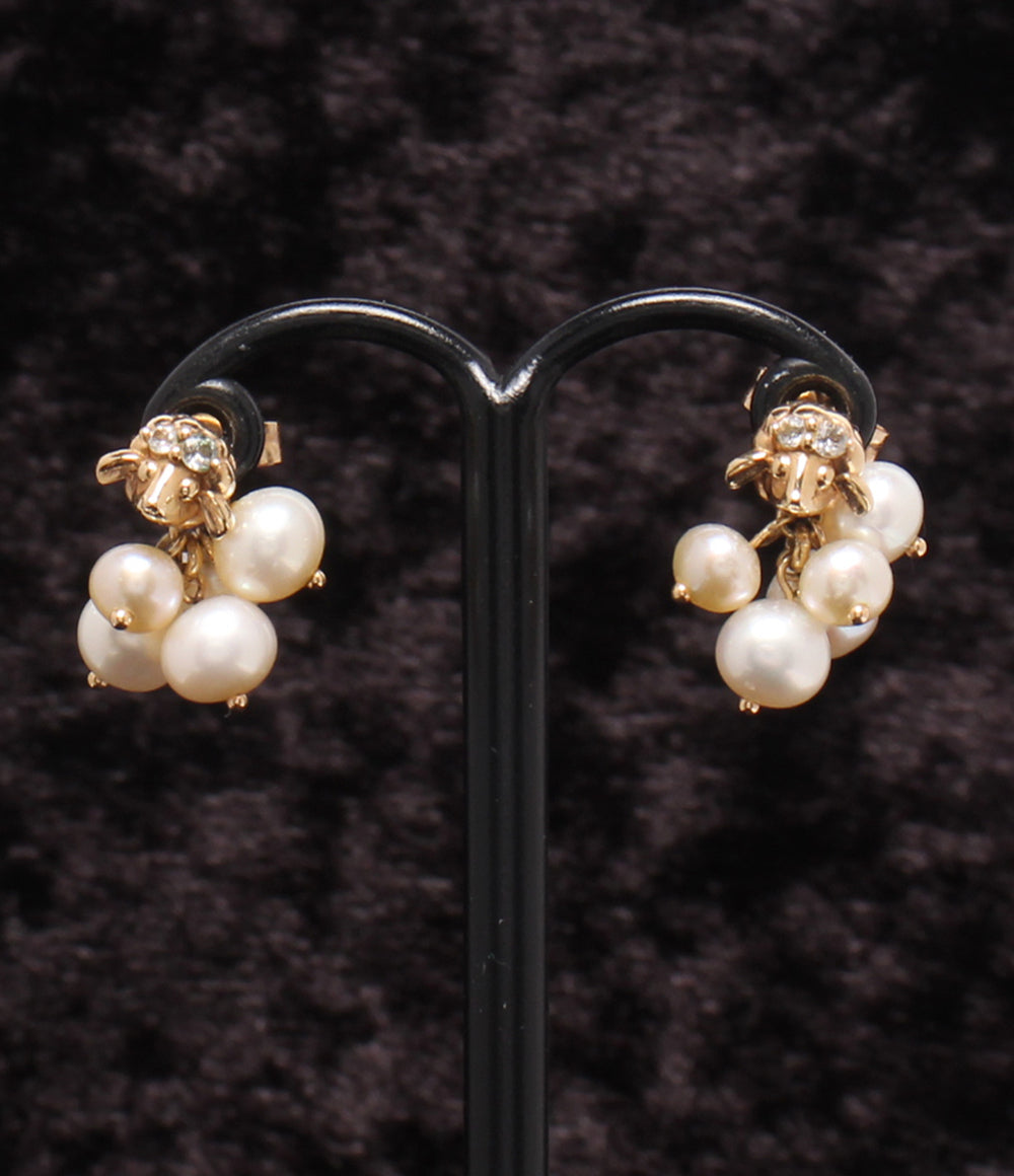 STAR JEWELRY ピアス K10 パール ホワイトトパーズ 羊モチーフ レディース スタージュエリー