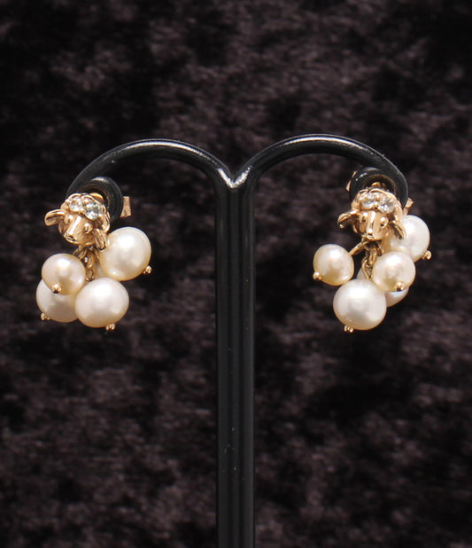 STAR JEWELRY ピアス K10 パール ホワイトトパーズ 羊モチーフ レディース スタージュエリー