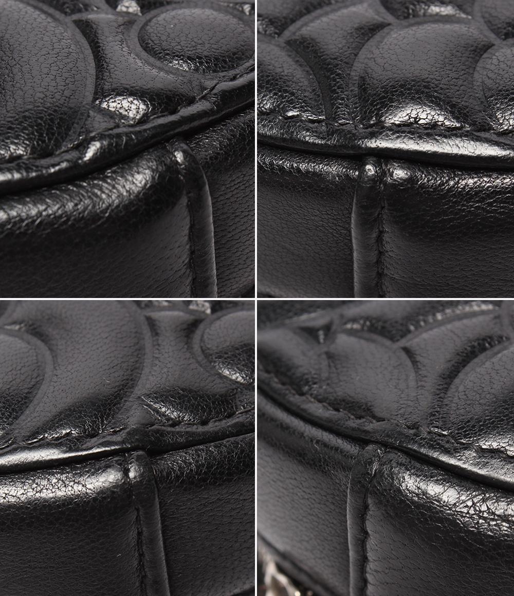 CHANEL レザー チェーンショルダーバッグ カメリア ラウンドミニ ポシェット シルバー金具 27番台 ココマーク レディース シャネル