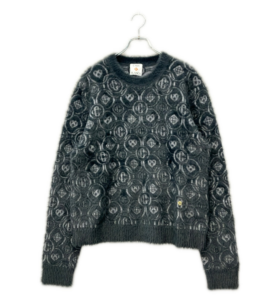 Casablanca 長袖 フラッフィー モノグラム クルーネック セーター メンズ SIZE L カサブランカ