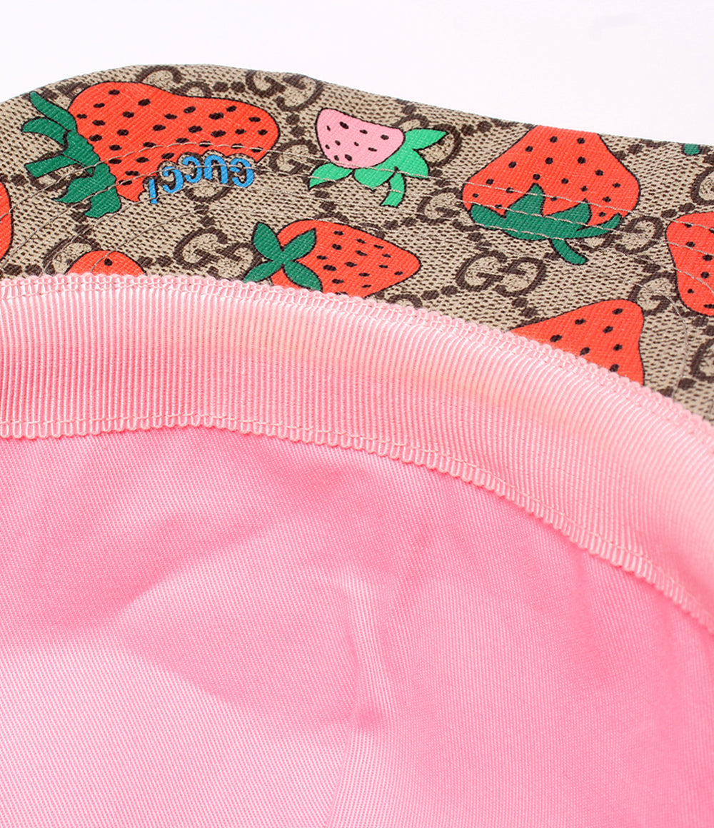GUCCI キャップ ストロベリー マジックテープ式 GGスプリーム 517074 584412 レディース グッチ