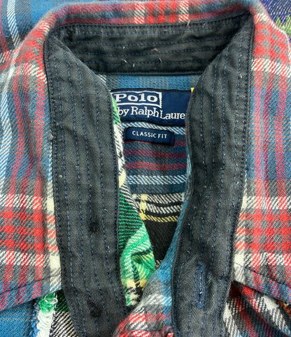 POLO RALPH LAUREN 長袖 パッチワーク チェックシャツ メンズ SIZE L ポロ・ラルフローレン