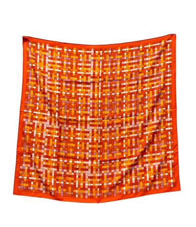 美品 HERMES スカーフ カレ90 シルク100% ボルデュック チェック レディース エルメス