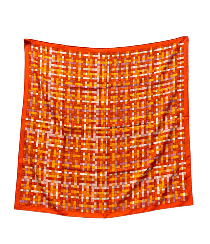 美品 HERMES スカーフ カレ90 シルク100% ボルデュック チェック レディース エルメス