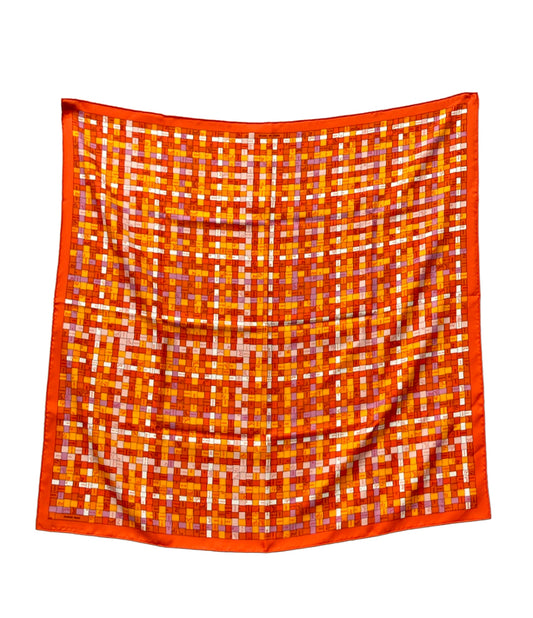 美品 HERMES スカーフ カレ90 シルク100% ボルデュック チェック レディース エルメス