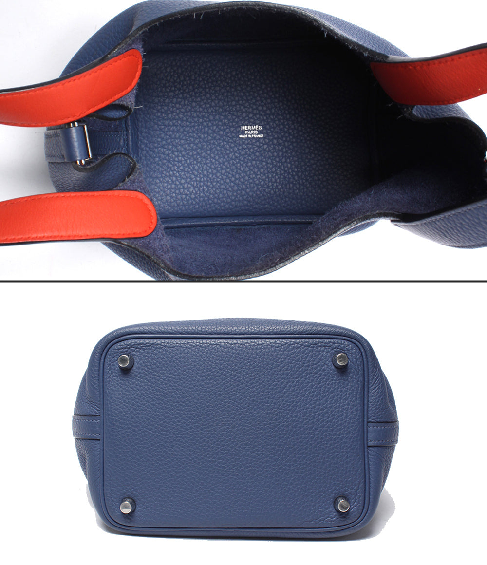 HERMES ハンドバッグ A刻印 シルバー金具 ブルーブライトン カプシーヌ トリヨンクレマンス ピコタンロックPM 18 エクラ レディース エルメス