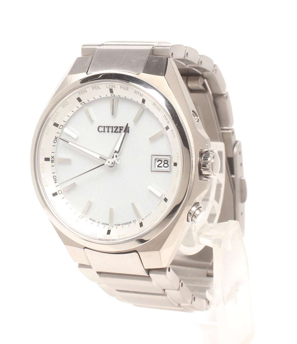 美品 CITIZEN 腕時計 電波ソーラー アテッサ ATTESA ソーラー ホワイト H149-S118921 メンズ シチズン