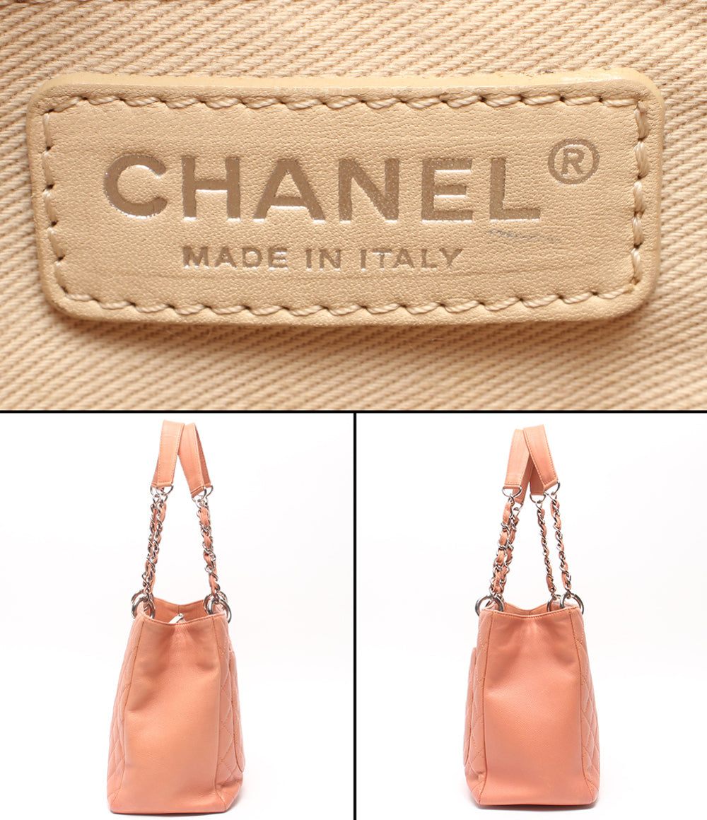 CHANEL チェーントートバッグ ショルダーバッグ 肩掛け シルバー金具 マトラッセ キャビアスキン 12番台 レディース シャネル