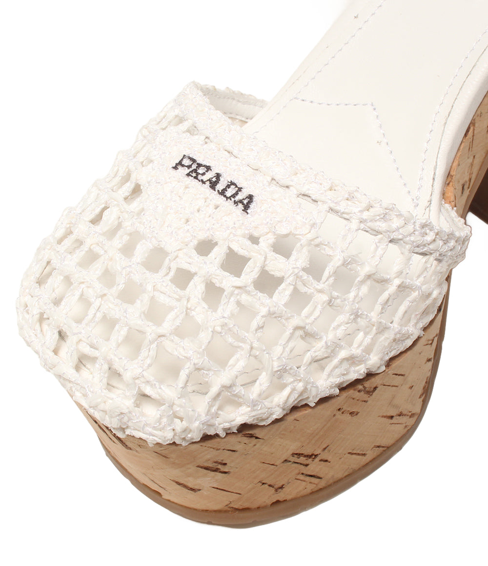 美品 PRADA サンダル ラフィア クロシェ レディース SIZE 36 (23cm) プラダ