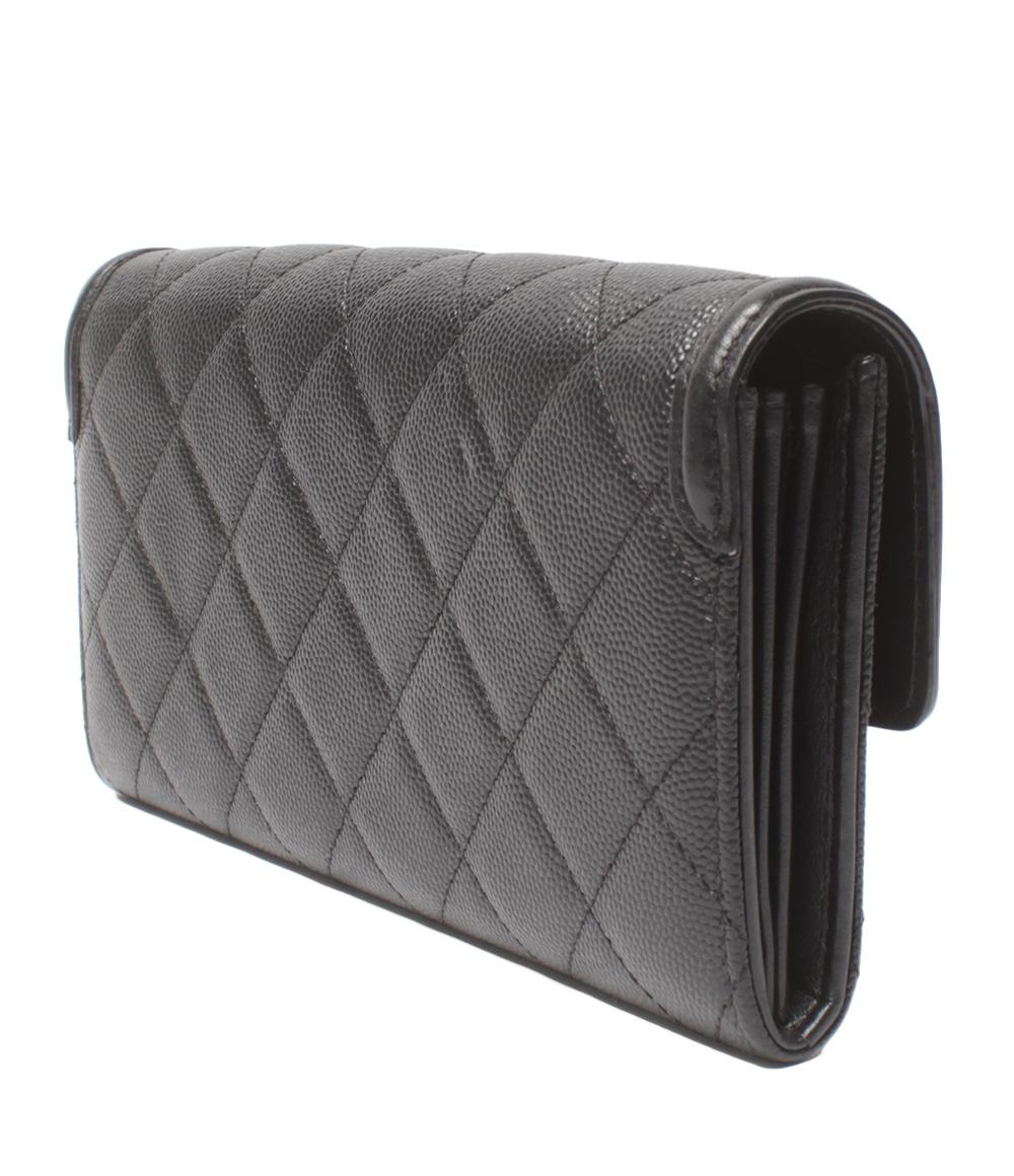 CHANEL 長財布 ゴールド金具 CCフィグリー キャビアスキン A84448