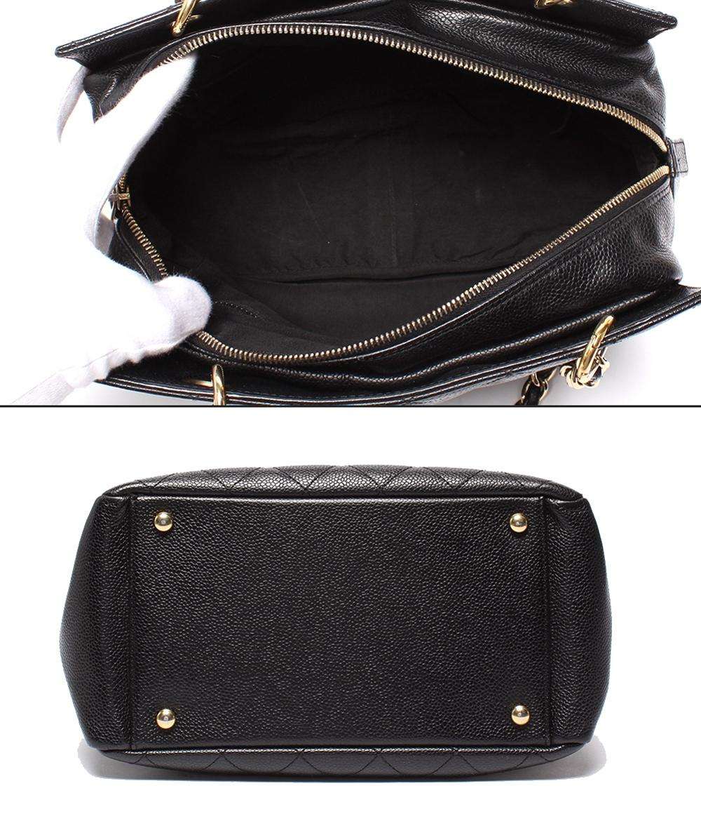 CHANEL チェーントートバッグ 肩掛け ゴールド金具 キャビアスキン マトラッセ プチタイムレス A18004 レディース シャネル