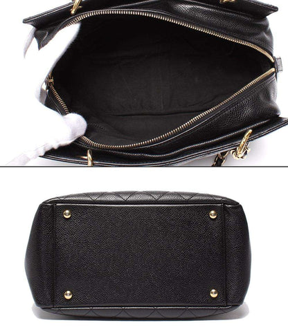 CHANEL チェーントートバッグ 肩掛け ゴールド金具 キャビアスキン マトラッセ プチタイムレス A18004 レディース シャネル