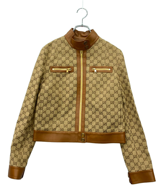 GUCCI レザージャケット GGキャンバス 681034 Z8AV6 レディース SIZE 40 (M) グッチ