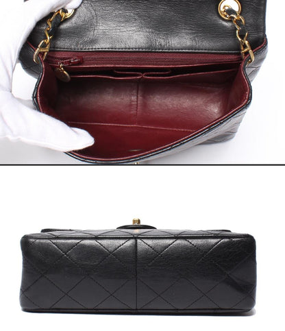 CHANEL チェーンショルダーバッグ ゴールド金具 シングルチェーン シングルフラップ ラムスキン 2番台 マトラッセ20 レディース シャネル