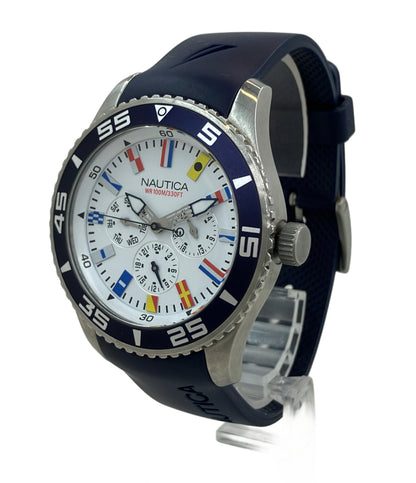 美品 NAUTICA 腕時計 フラッグ クオーツ ホワイト A12627G メンズ ノーティカ