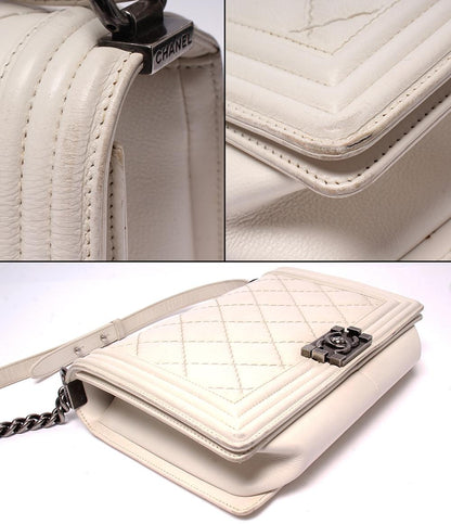 CHANEL チェーンショルダーバッグ 18番台 マトラッセ シルバー金具 ボーイシャネル レディース シャネル
