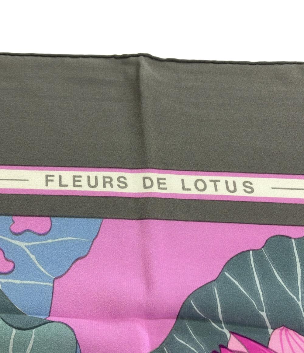 美品 エルメス スカーフ カレ140 シルク100% 蓮の花 FLEURS DE LOTUS レディース HERMES
