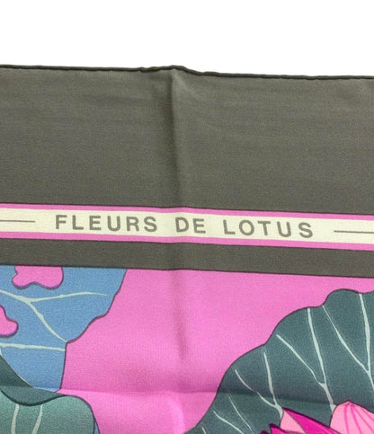 美品 エルメス スカーフ カレ140 シルク100% 蓮の花 FLEURS DE LOTUS レディース HERMES