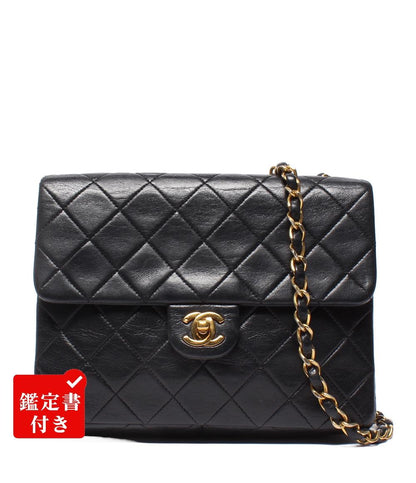 CHANEL チェーンショルダーバッグ ゴールド金具 シングルチェーン シングルフラップ ラムスキン 2番台 マトラッセ20 レディース シャネル