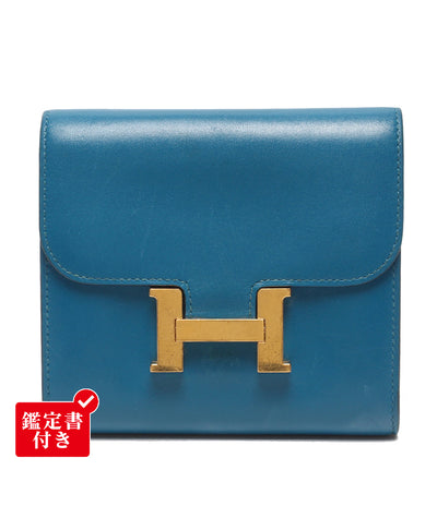 HERMES 財布 コンパクト財布 A刻印 シルバー金具 ボックスカーフ コンスタンス コンパクト レディース エルメス
