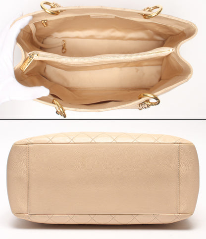 CHANEL チェーンショルダーバッグ トートバッグ 肩掛け ゴールド金具 マトラッセ キャビアスキン 13番台 グランドショッピングトート レディース
