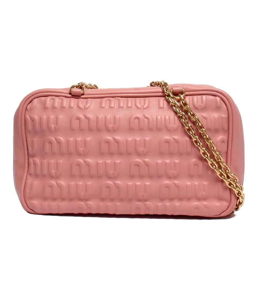 Miu Miu チェーンショルダーバッグ 肩掛け エンボスロゴ レディース ミュウ ミュウ
