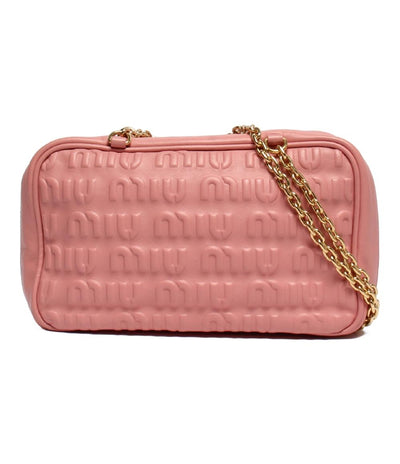 Miu Miu チェーンショルダーバッグ 肩掛け エンボスロゴ レディース ミュウ ミュウ